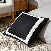 1pc Scandinavian Black & White Geometric Pillow Covers, Zip Closure, Machine Washable, 45x45cm, Ideal For Living Room, Sofa, Headboard, Car, And More, Decorative Pillows Minimalist Decor , Made Of Lightweight Polyester Material - Black and White - View 8
