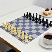 35cm Large Size Navy Blue & Coffee Color International Chess Set With 32 Chess Pieces, 7.8cm Tall King, Oversized Chess Set For Adults, Outdoor Party, Family Gathering Board Game - View 8