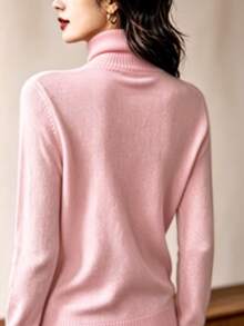 Women's High Neck Knit Blouse, Cacharreal Size, M - 粉色 - 查看 2