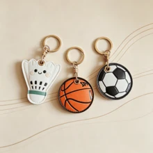 Ball Access Card Holder, AirTag Case Cover, Bus Card Holder, Car Keychain, Fashionable Leather Keychain Ring, Alloy Pendant - Multicolor - View 4
