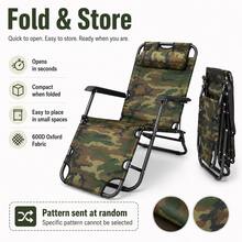 Versatile Portable Folding Companion Bed, 600D Thick Fabric Beach Lounge Chair, Business Office Nap Assist Tool, Random Camouflage Style - Multicolor - View 5