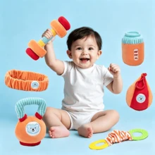 6pcs Baby Plush Fitness Doll Set - Soft Plush Dumbbells, Rattle Teapot, Teething Toys, Grab Training Sensory Interactive Toys With Squeaky, Ideal Gift - Multicolor - View 5
