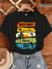 Atardecer tropical con palmeras aves y playa bajo colores cálidos evocando tranquilidad y espíritu aventurero junto al mar camiseta de mujer casual cómoda para vacaciones en clima cálido 2025 - Negro - Ver 8