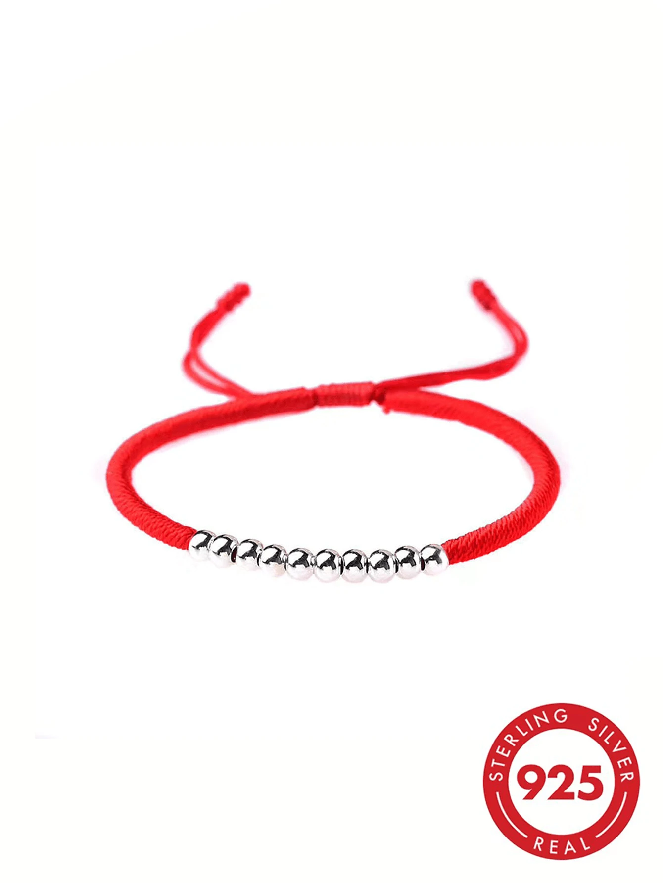 Pulsera de cuerda roja con cuentas de la suerte, juego de regalo versátil - Rojo - Ver 1