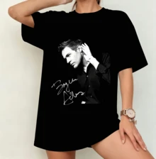 Bryan Adams Black And White Signature Portrait T-Shirt | Gender-Neutral Oversized Pop Rock Fan Shirt Black - Black - View 11
