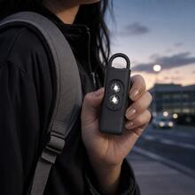 Portable Dual Strobe Personal Safety Alarm Keychain, Loud Siren Emergency Alarm With Flash Light For Women Students Travel Night Walking - Black - View 6