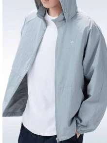 CAMEL CROWN Chaqueta de protección solar para exteriores primavera verano a prueba de viento transpirable con capucha para hombres impermeable abrigo deportivo - Nube y niebla verde - Ver 3