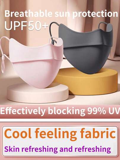 1pc/Set Lightweight Chiffon Fabric Summer Face Mask, Unisex Design For Men And Women, Multiple Colors Available Including Solid And Gradient, New Upgraded Nose-Exposed Style For Better Ventilation And UV Protection, Comfortable Cool Touch Feel