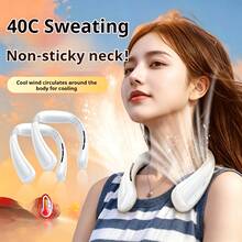 Lenovo Portable Neck-Hanging Dual Ice Cooling Fan | 5-Speed Adjustable Semiconductor Cooling, Bladeless Turbo High Airflow, Ultra-Quiet Long Battery Life, Outdoor Commute Wearable Air Conditioning Fan - Neck Fan - View 1
