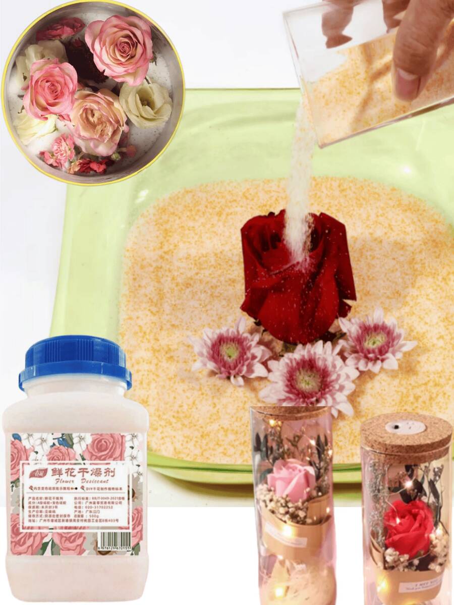 500g Reusable Flower Desiccant, Homemade Flower Preservative, Silica Gel Powder For Preserved Roses, Dehumidifier, Anti-Mold, Anti-Oxidation, Air Isolation, Anti-Corrosion, Quick Dehydration, Strong Moisture Absorption, Deep Drying, Suitable For Handmade DIY Decoration, Home Decor, Photography/Prop Scenery