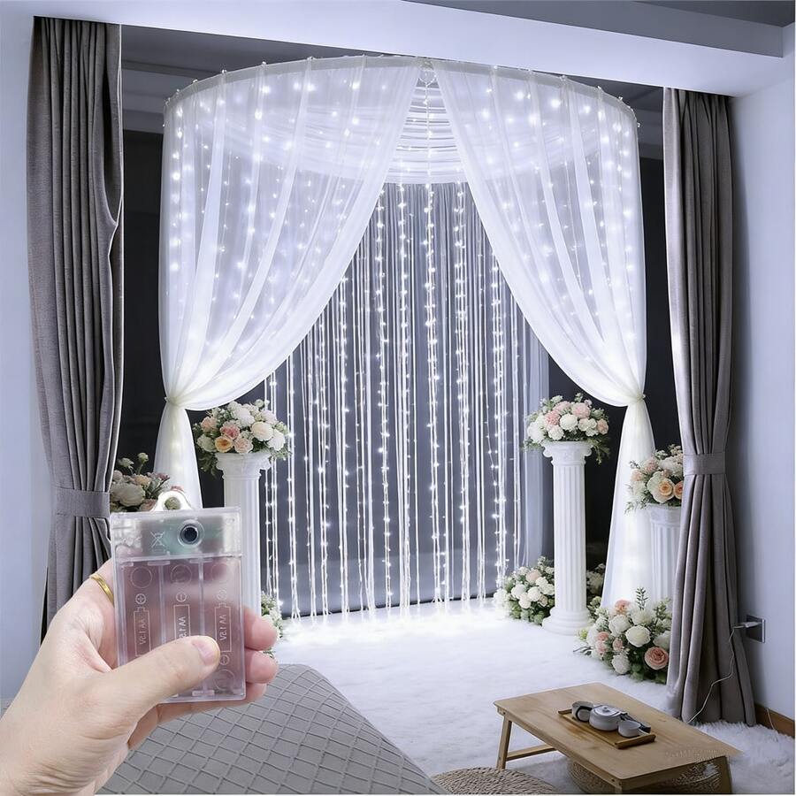 Garden Lights, Wedding Party Decor Lights String, Outdoor Lights, Sparkling Yard Lights, Holiday Lights String, Camping Decor, Patio String Lights, Christmas & Halloween Decor Fairy Lights, Yard Lights, Room Decor, Romantic Birthday Party Decor, Fairy Wreath Decor Lights String, 4 Lighting Colors 8 Modes Battery Box Curtain Lights, Landscape Lighting