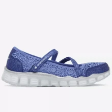 Skechers 女童透气网眼镂空轻便玛丽珍休闲鞋 - 藍色 - 查看 2
