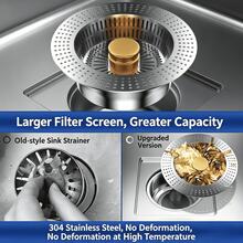 Stainless Steel Sink Strainer, Universal Kitchen Sink Drain Filter, Vegetable Washing Basin Drain Stopper, Sink Drain Plug - Multicolor - View 6