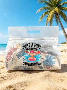 Sac de toilette transparent et imperméable avec imprimé de fille de natation, convient pour ranger le shampoing, la lotion, les cosmétiques et autres articles de salle de bain. Offre une solution de rangement à la fois élégante et pratique pour les voyageurs, les employés de bureau, les étudiants et les passionnés de beauté. Polyvalent pour les voyages, la salle de sport, l'hôtel et l'organisation quotidienne de la salle de bain - Multicolore - Voir 2