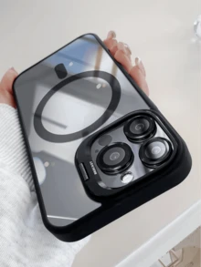 Luxury Magnetic Shockproof Heavy Duty Premium Case With Kickstand And Tempered Glass Lens Protector Waterproof Dustproof Scratch-Resistant Compatible With IPhone 16/15/14/13/12/11 Pro Max Plus Spring Birthday Anniversary Gift - Black - View 3