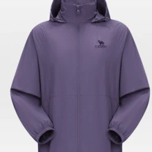 CAMEL CROWN Chaqueta de protección solar para exteriores, primavera y verano, a prueba de viento, transpirable, con capucha, impermeable, ropa deportiva exterior para hombres - Noche morada - Ver 4
