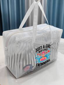 Sac de toilette transparent et imperméable avec imprimé de fille de natation, convient pour ranger le shampoing, la lotion, les cosmétiques et autres articles de salle de bain. Offre une solution de rangement à la fois élégante et pratique pour les voyageurs, les employés de bureau, les étudiants et les passionnés de beauté. Polyvalent pour les voyages, la salle de sport, l'hôtel et l'organisation quotidienne de la salle de bain - Multicolore - Voir 5
