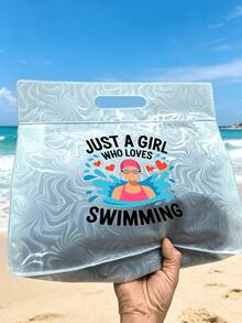 Sac de toilette transparent et imperméable avec imprimé de fille de natation, convient pour ranger le shampoing, la lotion, les cosmétiques et autres articles de salle de bain. Offre une solution de rangement à la fois élégante et pratique pour les voyageurs, les employés de bureau, les étudiants et les passionnés de beauté. Polyvalent pour les voyages, la salle de sport, l'hôtel et l'organisation quotidienne de la salle de bain - Multicolore - Voir 4