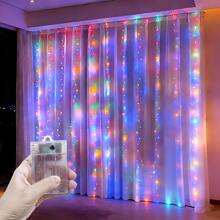 Garden Lights, Wedding Party Decor Lights String, Outdoor Lights, Sparkling Yard Lights, Holiday Lights String, Camping Decor, Patio String Lights, Christmas & Halloween Decor Fairy Lights, Yard Lights, Room Decor, Romantic Birthday Party Decor, Fairy Wreath Decor Lights String, 4 Lighting Colors 8 Modes Battery Box Curtain Lights, Landscape Lighting - Battery Box Curtain Light - View 16