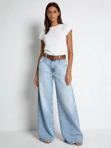 Women's Casual Everyday Commute Versatile American Street Style Jeans Spring,Jeans,Jeans For Women,Summer Outfits For Women,Summer Clothes,Beachwear,Vacation Outfits Women,Vacation Essentials - N02淺藍 - 查看 2