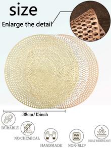 38cm Mantel individual de PVC con patrón geométrico de remolino dorado, estilo nórdico minimalista, redondo hueco, resistente al calor y antideslizante para mesa de comedor en el hogar y la cocina - Multicolor - Ver 3