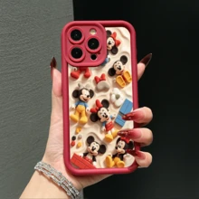 Disney Mickey & Minnie Phone Case, Protective Cover. Compatible With IPhone 17, 16, 15, 14, 13, 12, 11 Pro Series And Galaxy S22, S23, S24, S25 Models, Featuring Mickey And Minnie Mouse In Adorable Plush Toy Designs, With Playful Building Block Accessories On A Cream Background, Perfect For Fans Of The Iconic Duo, Ideal For Birthdays, Holidays, Anniversaries, Graduation Gifts, Or Any Special Occasion. - Màu Đỏ Sâu - Xem 2