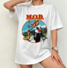 M.O.D. Surf Killer Album Cover T-Shirt | Gender-Neutral Oversized Crossover Thrash Fan Shirt White - White - View 8