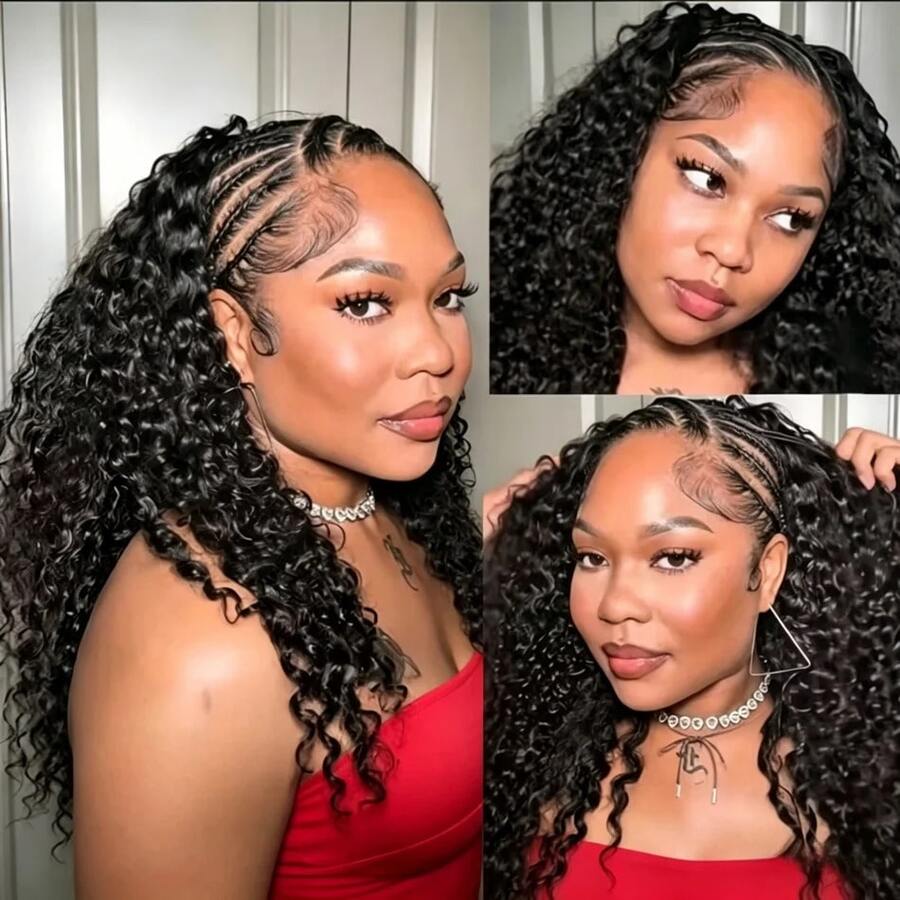 Kinky Curly Half Wig Human Hair 200 Density Glueless Wear And Go Headband Wig Human Hair For Women 3 In 1 Drawstring Seamless Flip Over Curly Half Wigs Human Hair Beginner Friendly Jerry Curl Half Wig 20 Inch - Natural Black - Xem 1