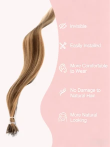 50pcs Nano Ring Hair Extensions, Real Human Hair, Invisible Nano Ring Hair Extensions, Straight Nano Bead Hair Extensions, Cold Fusion Technology, Increase Hair Volume - Multicolor - View 11