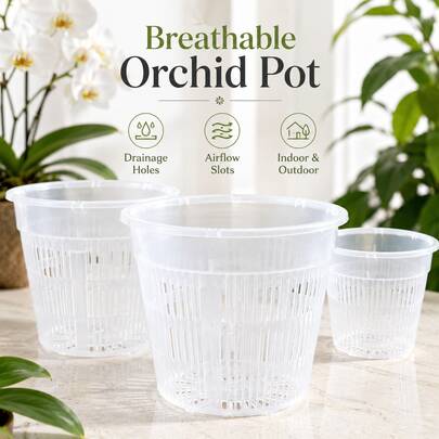 Chậu trồng lan có lỗ thoát nước, chậu lan trong suốt có lỗ thông hơi, chậu hoa bằng nhựa thích hợp cho trong nhà và ngoài trời.