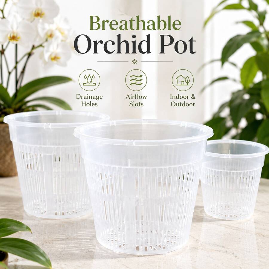 带排水孔的兰花盆,透明兰花盆带透气孔,塑料花盆,适合室内外露台使用 - B - 查看 1