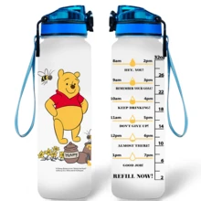1 chiếc cốc nhựa Disney, in hình nhân vật hoạt hình Winnie the Pooh và vạch chia dung tích, cốc bền chắc, chống rò rỉ, có ống hút. - Winnie - Xem 2