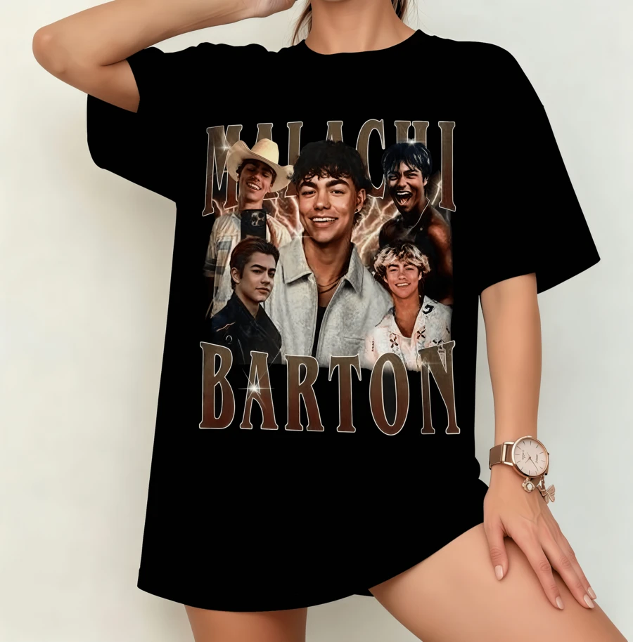 Malachi Barton Western Style Collage T-Shirt | Gender-Neutral Oversized Fan Shirt Black - Black - View 1