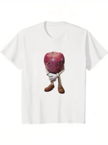 Love You Gift,Retro Apple Design Men T-Shirt Meme Funny T Shirt Women Graphic Harajuku Streewear Clothes Causal Female Y2K Tops Tee - 白色 - 查看 1