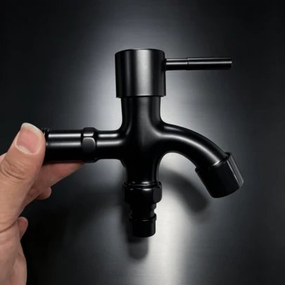 1-To-2 Faucet Splitter, Multifunctional Irrigation Faucet - Outdoor/Industrial Water Connector With Plug Valve, Rainwater Barrel And Washing Machine Outlet - Wall-Mounted With Installation Hardware, Suitable For Lawn And Washing Machine
