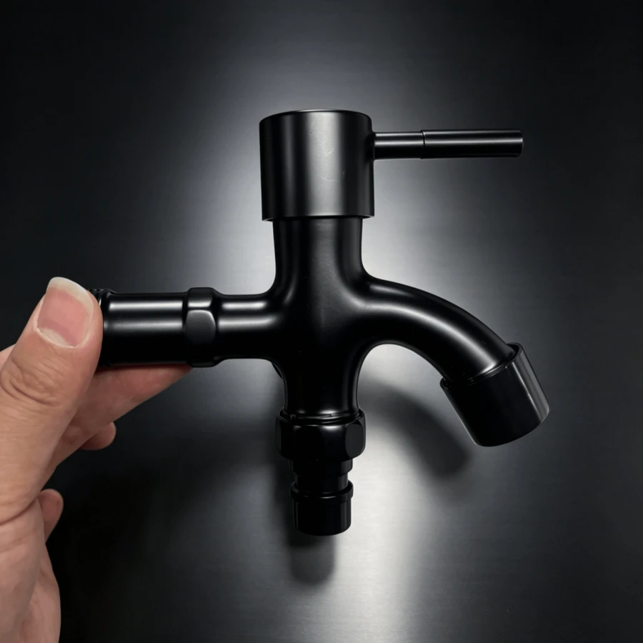 1-To-2 Faucet Splitter, Multifunctional Irrigation Faucet - Outdoor/Industrial Water Connector With Plug Valve, Rainwater Barrel And Washing Machine Outlet - Wall-Mounted With Installation Hardware, Suitable For Lawn And Washing Machine