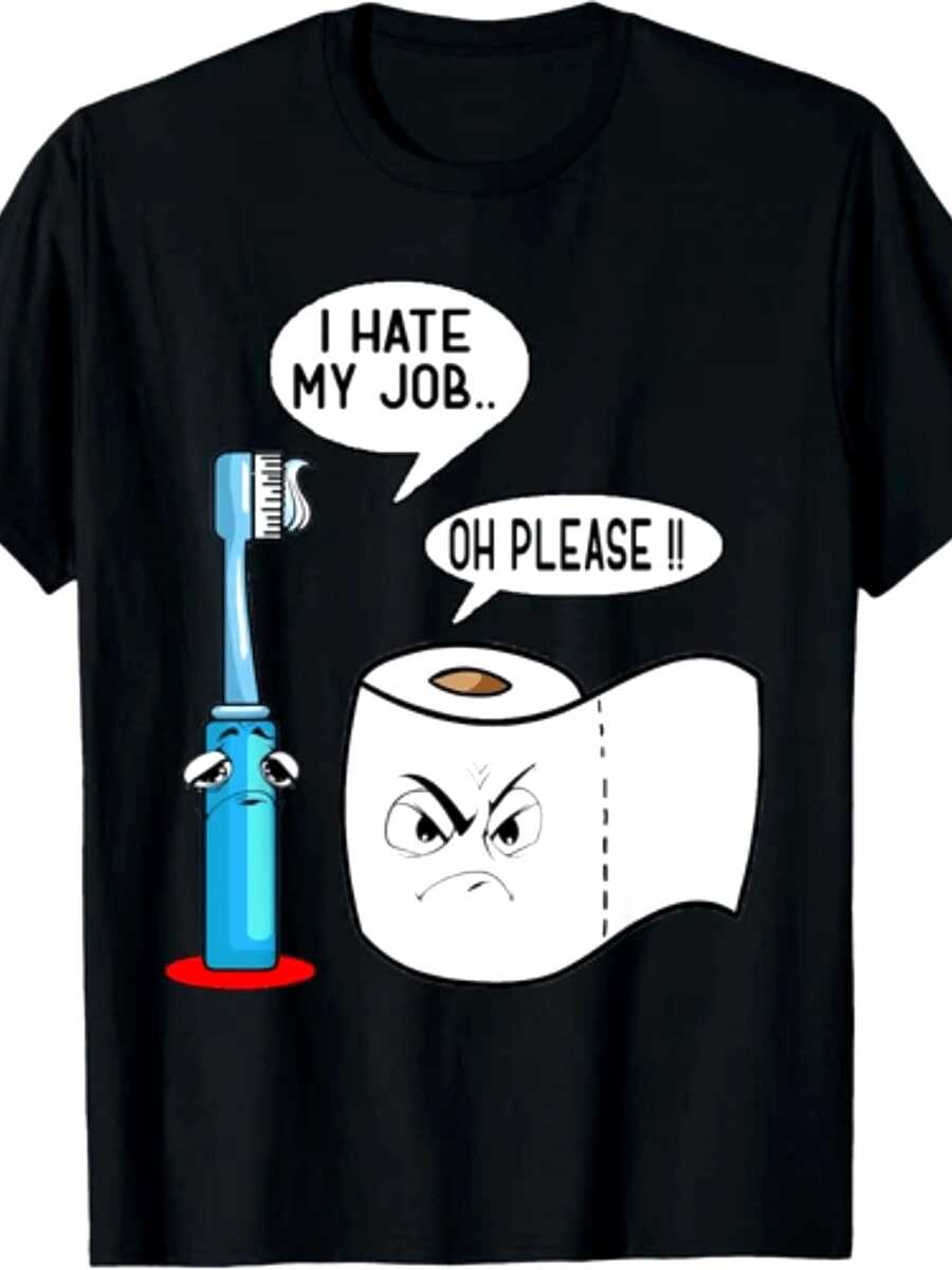 I Hate My Job! Oh, Come On, Come On. T-Shirt With A Funny Slogan About Workplace Grievances. Unisex Short-Sleeved Printed T-Shirt For Summer 2025. 220gsm Pure Cotton. - 黑色 - 查看 1