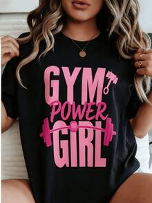 Frase motivadora que representa fortaleza femenina y pasión por el entrenamiento con ilustración de pesas rosadas símbolo de energía y confianza camiseta de mujer moderna ideal para gimnasio - Negro - Ver 1