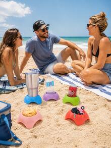 5pcs Beach Vacation Essentials - Colorful Coasters And Drink Holders, Summer Party Accessories, Tropical Pool And Outdoor Beverage Supplies, Perfect For Ladies, Adults, Families And Friends, Fun Hawaiian Themed, Beach, Pool Side, Tropical, Summer Party Decor - Multi-colored Beach Cup Holder - View 3