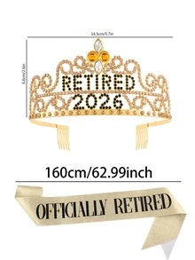 2件套 2026 退休皇冠和绶带，“退休”水钻皇冠，适用于退休派对、庆祝头饰、拍照道具、退休派对和告别聚会装饰 - 多色 - 查看 10