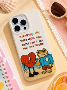 1pc Spanish Fun Frog Style, Milk White Leather Soft Shell, Full Pack Anti Drop Phone Protection Case, Beach Frog Love Print, Suitable For IPhone17pro MAX/17pro /17/16pro MAX/16pro/16/15pro MAX/15pro/15/14pro MAX/14pro/14/13pro MAX/13pro/13/12pro MAX/12pro/11pro MAX/11 Shockproof And Waterproof Protective Shell - White - View 1