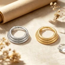 Khuyên mũi ba lớp ASTM F136, cỡ 16G, khuyên tai kẹp vành tai, trang sức cơ thể - Vòng nâng vách ngăn mũi ba lớp - Xem 1