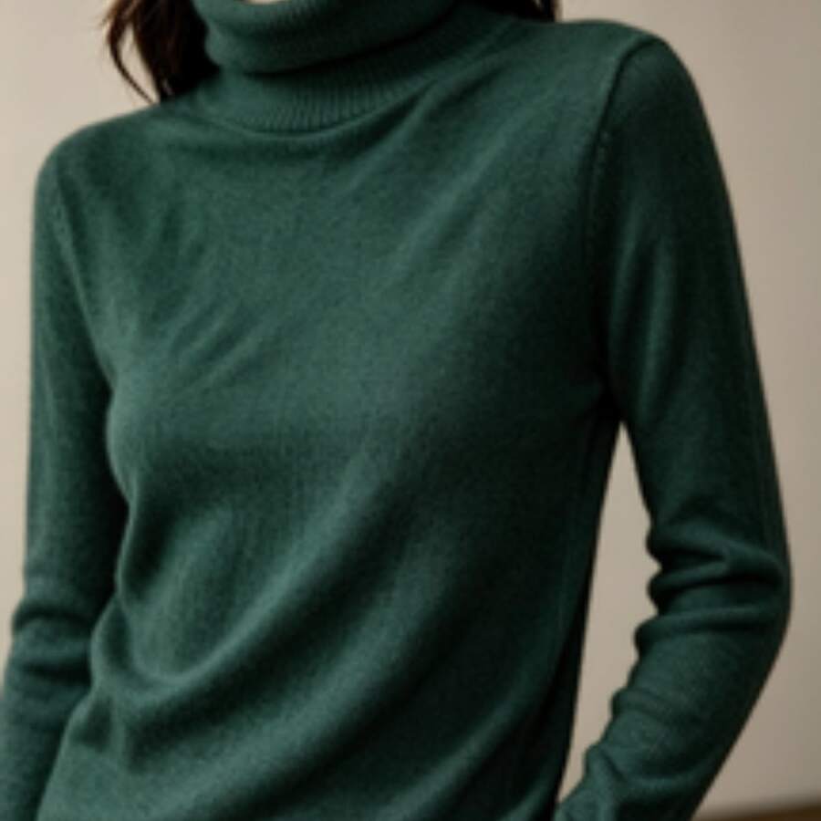 Women's High Neck Knit Blouse, Cacharreal Size, M - 軍綠色 - 查看 1