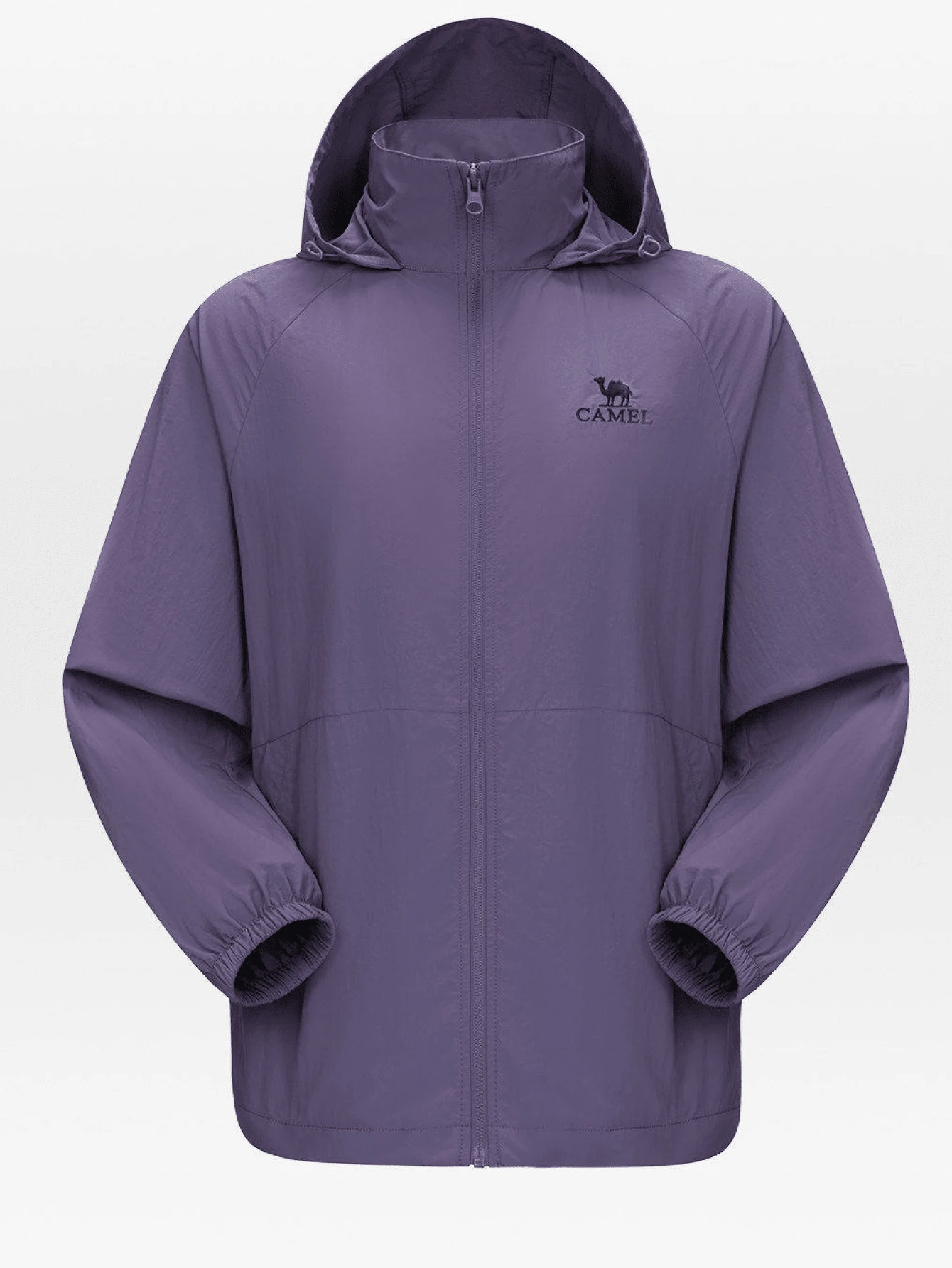 CAMEL CROWN Chaqueta de protección solar para exteriores, primavera y verano, a prueba de viento, transpirable, con capucha, impermeable, ropa deportiva exterior para hombres - Noche morada - Ver 1