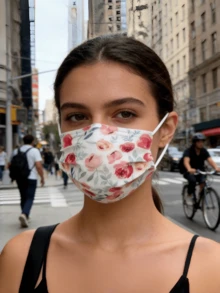 10 piezas Mascarillas faciales desechables con patrón floral colorido, de 3 capas, suaves, transpirables y cómodas para uso diario - Multicolor - Ver 6