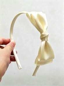1件女款優雅蝴蝶結髮箍，高品質髮飾，適合學校、正式場合、派對、約會，女款髮箍髮帶 - 米色 - 查看 5