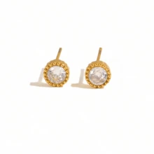 VKHK 1 Đôi bông tai đinh tán tối giản bằng thép không gỉ mạ vàng 18K đính đá Zirconia lấp lánh, thích hợp cho nữ giới đeo hàng ngày và trong các dịp cưới hỏi, làm quà tặng. - Nhiều màu - Xem 8