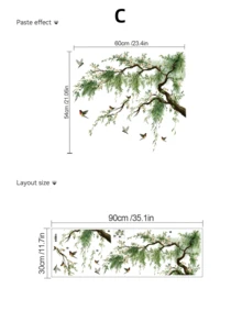 3 Tree-Themed Wall Stickers: Forest Big Tree With Birds / Cartoon Forest Animals / Weeping Willow With Flowers And Birds, Self-Adhesive And Removable PVC Stickers, DIY Wall Decor For Living Room, Entryway, And Bedroom - Wall Stickers - View 12