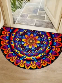 1pc Vibrant Bohemian Mandala Entrance Mat - Washable, Lightweight Durable Polyester Doormat, Colorful Semi-Circle Design, Suitable For Indoor/Outdoor Use, Entrance Mat | Bohemian Style Mat | Washable Mat, Washable Area Rug, Home Decor Carpet - Multicolor - View 7
