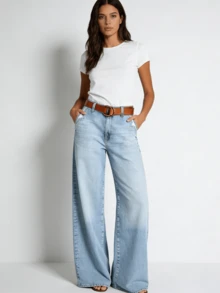 Women's Casual Everyday Commute Versatile American Street Style Jeans Spring,Jeans,Jeans For Women,Summer Outfits For Women,Summer Clothes,Beachwear,Vacation Outfits Women,Vacation Essentials - N02淺藍 - 查看 1